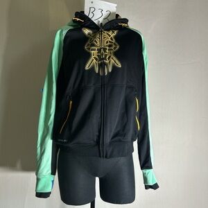 Nike Black Hooded Therma-Fit Jacket with Green Hood and Yellow Trim